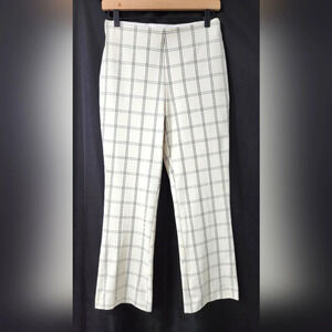 Windowpane Plaid Womens Ankle Pant‎ Size 4 Ivory Black Career Office Workwear